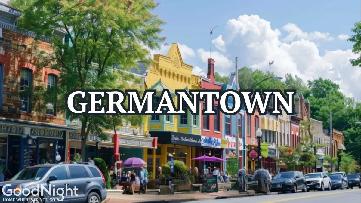 Colorful storefronts and lush trees set the backdrop for people dining and socializing outdoors, radiating a cheerful, approachable city vibe. This street-level view highlights Nashville’s lively streetscape and community feel.