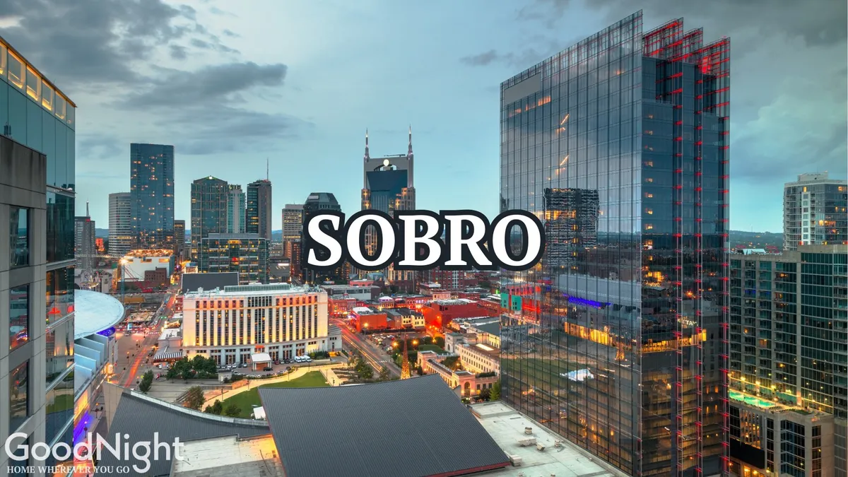 A sweeping city skyline lit up at dusk, with tall buildings illuminated by colorful lights. The scene exudes excitement, hinting at the nightlife, rooftop dining, and the cultural richness of the urban environment.